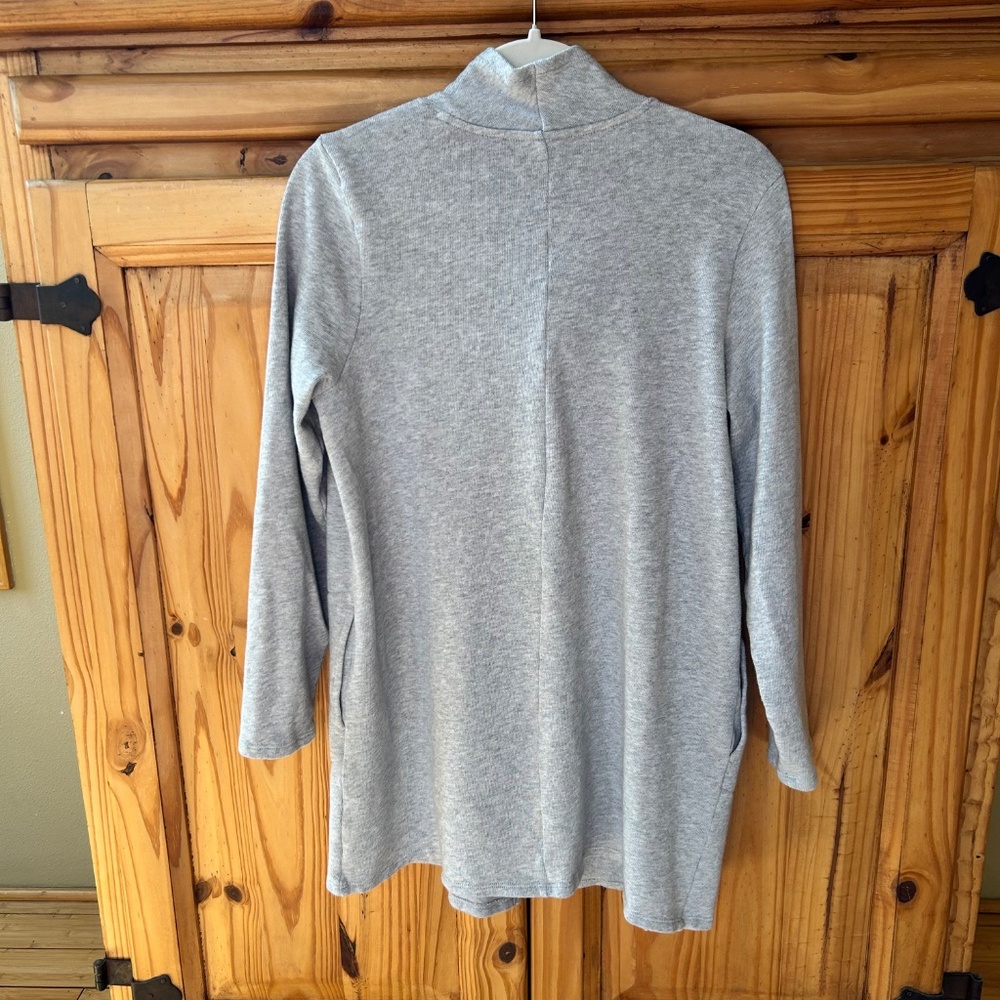 J. Jill Pure Jill Sweater Cardigan Cowl Neck Gray Wrap Top Cotton Blend Petite M - Picture 6 of 9
